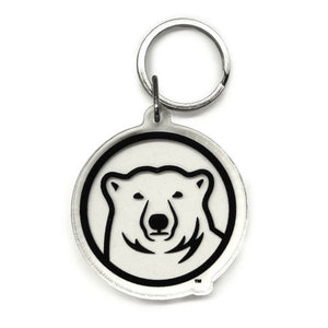 Clear Bowdoin polar bear medallion key tag