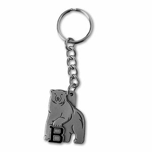 Pewter Bowdoin polar bear mascot key tag.
