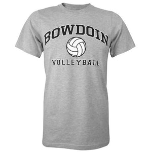 Heather gray short sleeved T-shirt with BOWDOIN arched over a volleyball and the word VOLLEYBALL underneath.