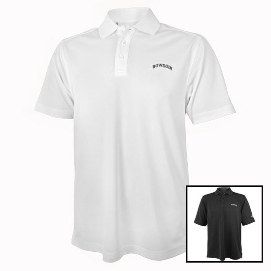 Montage of white and black Under Armour polo shirts.