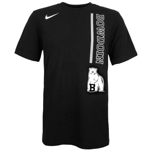 Dri-FIT cotton T-shirt with left chest vertical imprint of BOWDOIN over the polar bear mascot