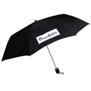 Black umbrella with Bowdoin wordmark imprint.
