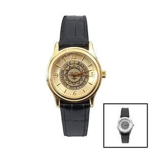 Two colors of wristwatch with black strap.